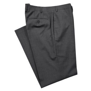Ralph Lauren Mens Gray Dress Pants 36x29 Wool Blend Stretch Flat Front Trousers